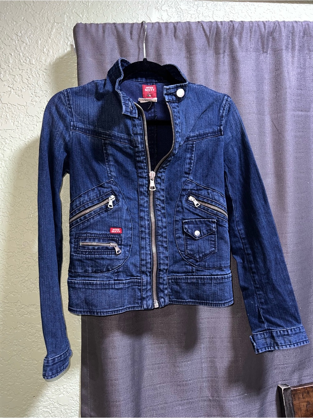 Y2K Vintage Miss Sixty Denim Moto Jean Zipper Rare Unique Style Jacket Women